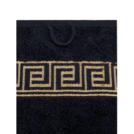 Julie Julsen Pack of 2 Bath Towels 23 Colours Available Soft and Absorbent 600gsm Öko Tex 70 x 140 cm Black/Gold