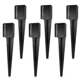 XYADX Fence Post Anchor Ground Spike Heavy Duty Black Powder Coated Fence Stakes Post Base for Mailbox, 24 x 4 x 4 Inches Outer Diameter (Inner Diameter 3.6 x3.6 Inches), Pack of 6