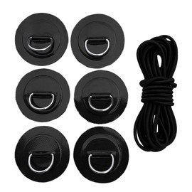 Pvc Heavy Duty SUP Bungee Deck Rigging Kit with 6 Pieces Stainless Steel D-Ring Patchsuit for Inflatable Boat Kayak Canoe Deck Accessories (Black)
