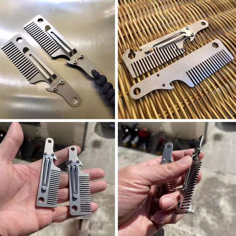 Titanium Comb EDC Mini Portable Hair Comb Multifunctional EDC Mustache