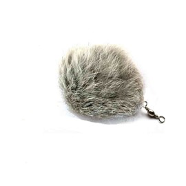 Kats'N Us Cat Teaser Wand Refill Rabbit Fur Pom Pom Cat Toy - gray
