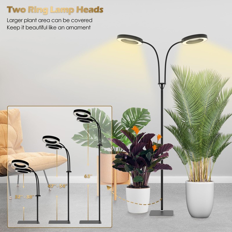 GLOWRIUM Grow Light with Stand,2-Head LED Plant Light for Indoor