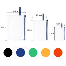 OFFCUP 15PCS Plastic Wallets, A3+A4+A5 Zip Lock Bags Document Wallet File Zipper Bags File Folder Document Folders Plastic Pockets Zipper File Wallet for School Office Homework Storage Bag Travel