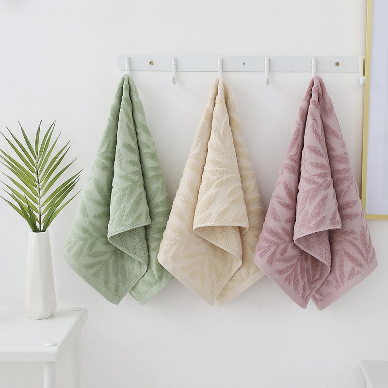 Pidada Hand Towels Set of 2 Leaf Pattern 100% Cotton