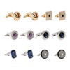 6Pairs Cufflinks Cuff Links for Men,Diamond Crystal Cufflinks,Fashion Classic Tone