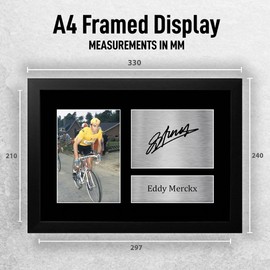 HWC Trading FR A4 Eddy Merckx Gifts Signed Autograph Cycling Memorabilia Fans - A4 Framed