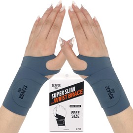 SCAVOR Wrist Brace for Carpal Tunnel – Thin Wrist Brace for Men and Women – Soft and Comfortable Wrist Compression Sleeve –Reusable Wrist Brace for Tendonitis (Grey-2 Pcs)