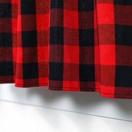 Moslovstar Buffalo Plaid Tiers Curtains Farmhouse Country Style Rod Pocket Gingham Half Curtains for Small Window, 27" x 24", Red/Black, Set of 2