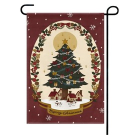 Christmas Garden Flag, 30 x 45 cm Round Christmas Tree Flag, Double Sided Winter Flag, Christmas Decoration, Garden, Holiday, Home, Party, Hanging Decoration