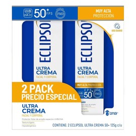 Eclipsol Ultra Crema Protector Solar Facial y Corporal FPS 50+ 125 g (2 Pack)