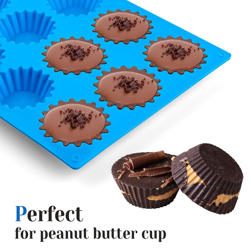 CLUEWR 3 PCS Peanut Butter Cup Molds, 12 Cavity Non-stick