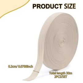 2 Pcs Cotton Tape, 20mm 60m Bias Binding Tape Sewing Tape Natural Cotton Herringbone Fabric Tape for Sewing Dressmaking DIY Alterations DIY Craft