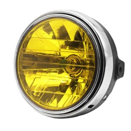one+lifestyle Universal Headlight, Yellow Lens, Multi Reflector, CB400SF, NC31, CBX400, VTR250, Motorcycle, Exterior, 180 Pie, Unit, H4, Halogen, 12V, Bulb Included