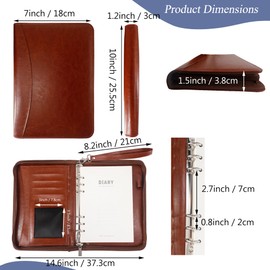 GraduatePro Clipboard Folder A5 with Lid Zip Leather Organiser Folder Document Folder Clipboard Outdoor Brown