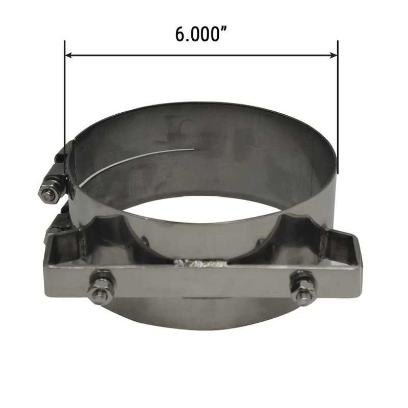 6" Exhaust Clamp Wide Band Polished Stainless Steel