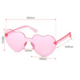 Maxdot 5 Pcs Heart Shaped Sunglasses Christmas Party Rimless Heart Glasses Women Gift for Wedding(Pink)