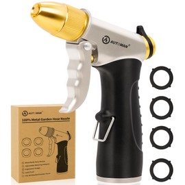 AUTOMAN AUTOMAN Metal Hose Nozzle, High Pressure Garden Hose Sprayer, 100% Metal Water Hose Nozzle, Adjustable Watering Nozzle, Heavy Duty Garden Nozzle for Watering Plants & Lawns, Washing Cars & Pets