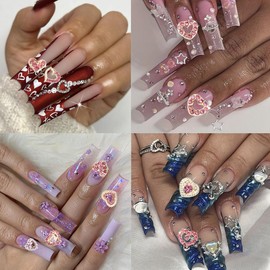 Valentines Nail Charms Heart Nail Art Charms 3D Pink Gold Nail Rhinestone Love Heart Nail Charms and Gems Alloy Diamond Nail Jewelry for Women Valentines Manicure DIY Nail Design Crafts 15Pcs