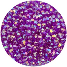 Mulutoo 400 Pcs 8MM AB Color Crystal Acrylic Beads Round Faceted Crystal Plastic Bead Spacer Beads for Jewelry Making, Bracelets Necklaces Earrings Wind Chimes Suncatchers(408 - Deep Purple AB)