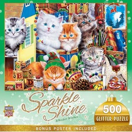 MasterPieces 500 Piece Glitter Jigsaw Puzzle - Whisker Wishes - 15"x21"