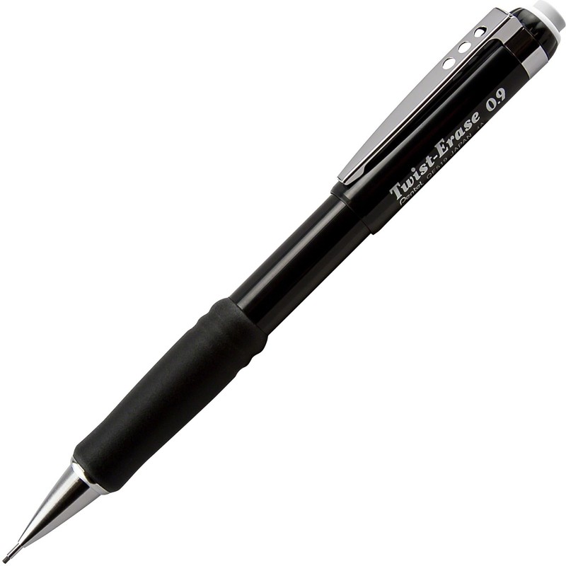 Pentel QE519A Twist-Erase III Mechanical Pencil, 0.90 mm, Black Barrel