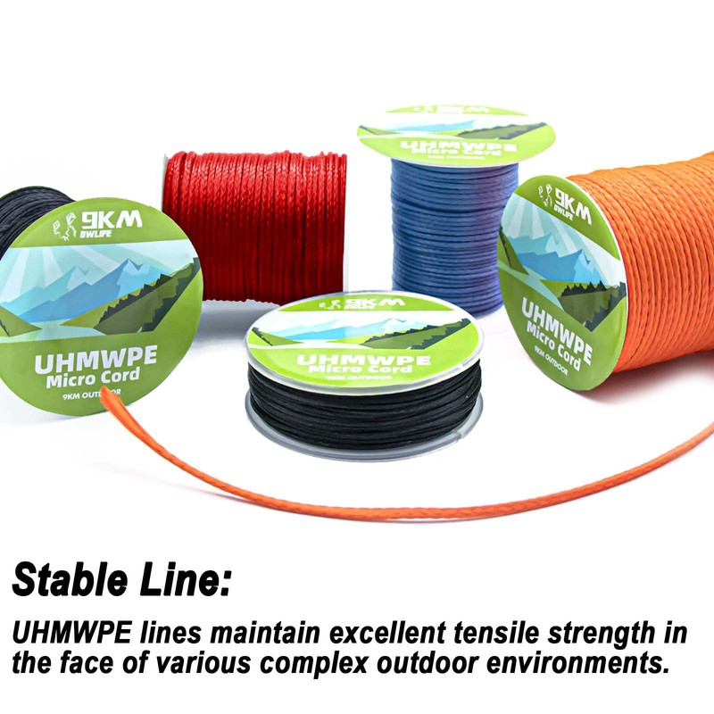 9KM DWLIFE 100% UHMWPE Braided Cord, 1.0mm Blue 100ft 350lb