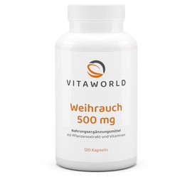 Vitaworld Boswellia Frankincense Extract, 500 mg, Original Boswellin Extract, 350 mg Boswellic Acid per Capsule, with B Vitamins B1, B2 and B6, Vegan, 120 Capsules