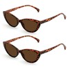 2 Pairs Women Cateye Black Tortoise Reading Sunglasses - Outdoor