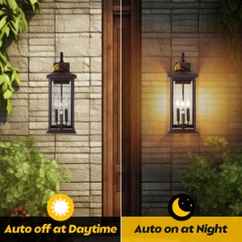 Roravilila 1-Pack 22.5” Dusk to Dawn Outdoor Light Fixture Oil Rubbed Bronze 3-Light, Extra Large Exterior Lighting Photocell Sensor Outside Light for House Vintage Brown Porch Light Garage Light, E12