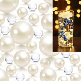 WPPNSY 200 PCS Floating Beads for Centerpiece Beads for Vases Floating Pearls for Centerpieces Vase Filler for Home Table Wedding Decor, 10/14/20mm(White)