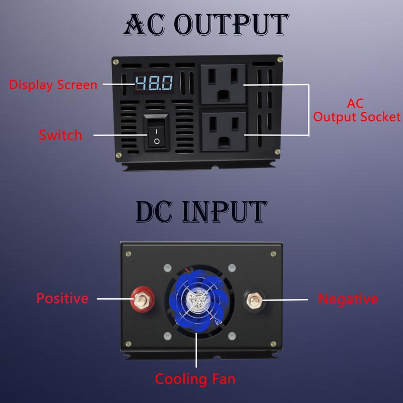 1000W Pure Sine Wave Inverter-36V DC to 110V 120V AC