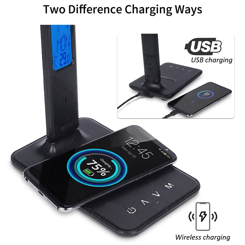 LED Desk Lamp with 10W Wireless Charger, USB Charging, Touch