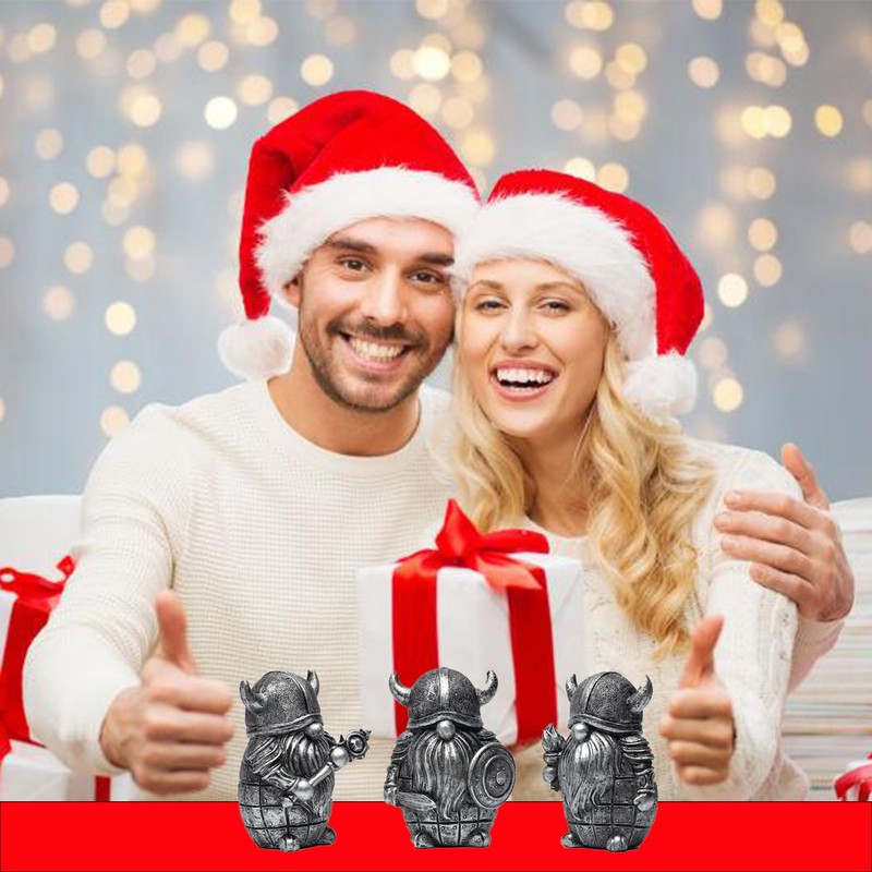 3PCS Viking Warrior Gnome Figurines Set-Viking Decor Home Ornament Mini