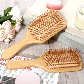 12-Pack Natural Bamboo Hair Brushes for Scalp Massage & Detangling, Anti-Static Wooden Paddle Brush with Ergonomic Handle and Bamboo Bristles, DIY Engraving Gifts for Women/Men/Kids, All Hair Types