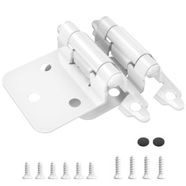 Chibery 1/2" Overlay Cabinet Hinges, 10 Pack Self Closing Flush Mount Hinges with Door Bumper, Variable Decorative Hardware for Bathroom, Furniture, Kitchen Cabinet Doors, White