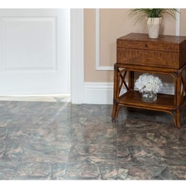 PowerSellerUSA Marble Dark Slate Marble Vinyl Floor Tiles Self Stick Peek Flooring 12'' x 12'' 1-Pack (20 Pieces)