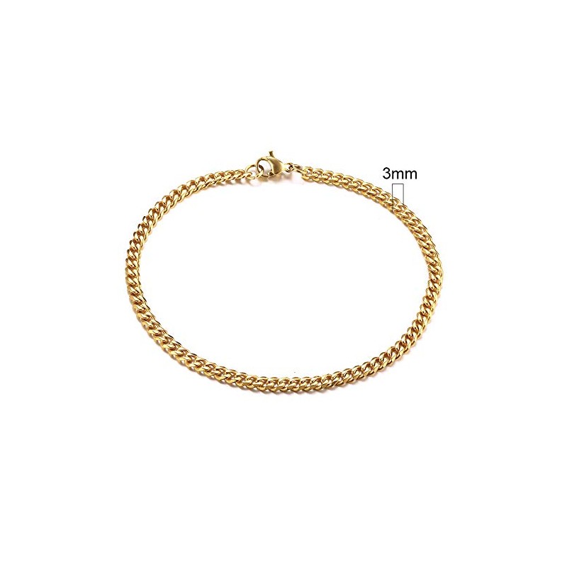 LUXSTAR Curb Chain Anklet, Thin, Hypoallergenic, Stainless Steel, Men's, Women's,