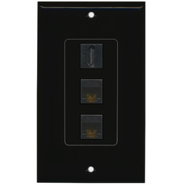 RiteAV - 1 Port HDMI 2 Port Cat6 Ethernet Decorative Wall Plate - Black