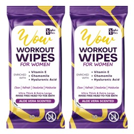 20 XL Post Workout Wipes for Adult Women w/Aloe & Hylauronic Acid by Violet Vibes | Soothing No Rinse Full Body & Face Bathing | Moisturizing Shower Wipe for Adults | Gym, Camping, Work, Travel