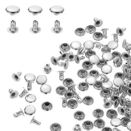 sourcing map 100 Sets Single Cap Rivets 7mm Carbon Steel Round Head Snaps Studs Fasteners Tubular Metal Studs for Leather Craft Repairs Decoration, Silver