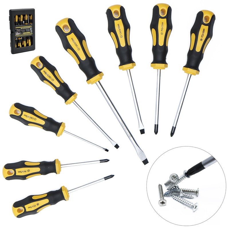 CCLIFE Screwdriver Set 8-Piece Magnetic Screwdriver Set with Slotted, Pozidriv