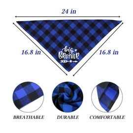 Plaid Dog Bandana Scarf,Big Sister Brother Dog Bandana Buffalo Plaid Triangle Dog Scarf Reversible Plaid Triangle for Small Medium Dogs Pets (blue)