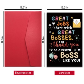Bewoow Great Jobs Start with Great Bosses Card, Thank You Greeting Card for Boss, Appreciation Gifts from Employee, Team, or Colleague - Gifts for Boss Appreciation, Promotion, or Farewell