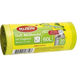 RUBIN Scented Bin Liners with Drawstring 60 L 20 Bags with Citrus Fragrance & Separation Aid Made from Recyclable Polyethylene Dimensions (W x H): approx. 64 x 71 cm