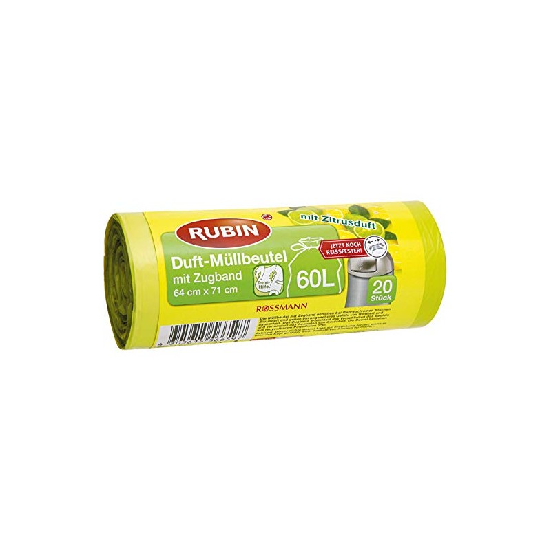 RUBIN Scented Bin Liners with Drawstring 60 L 20 Bags