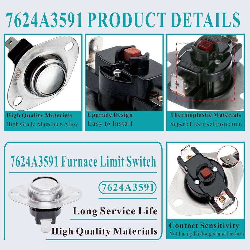 Upgraded 7624A3591 Furnace Limit Switch Compatible with Coleman Furnace Replacement