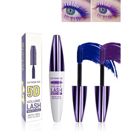 2PCS 5D Blue Purple Mascara for Eyelashes, Waterproof Long Lasting Colored Mascara Liquid Lash Extensions, Smudge-Proof Volumizing Lengthening Curling Non-clump Color Tubing Mascara Women Makeup Gift