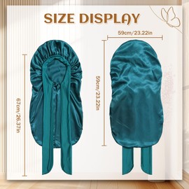 Coubeau Long Satin Sleep Cap for Women - High Quality Soft and Comfortable Fabric Suitable for Long and Curly Hair Elastic and with Adjustable Elastic Band