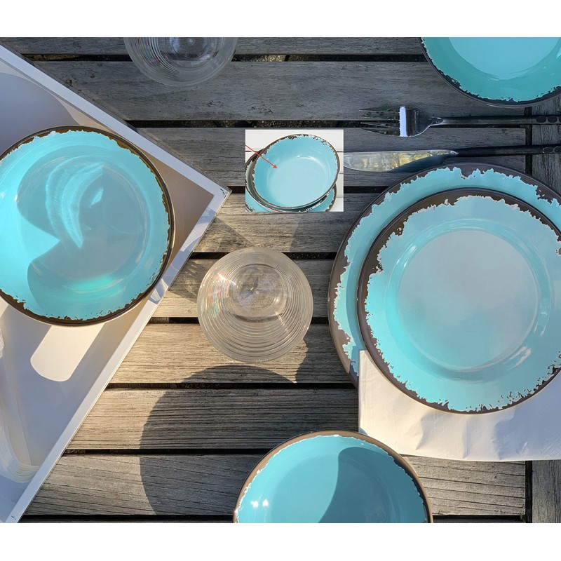 Fox Run Melamine Dinnerware Set Teal, 10"