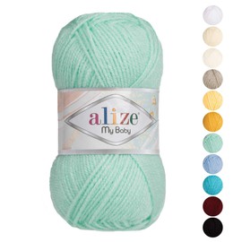 Alize My Baby Knitting Yarn 50 g Baby Wool Acrylic Yarn Oeko-Tex 100 Crochet Yarn Choice of Colours Colour: 19 Mint